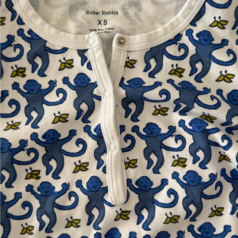 Roller Rabbit Blue Monkey Print Women’s Pajama XS - Picture 3 of 3